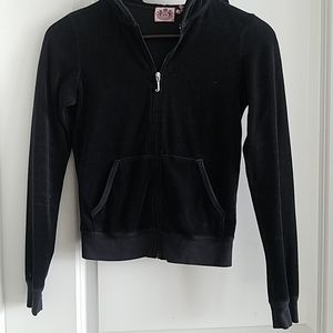 S Black Velour Juicy Couture Zip Up Hoodie